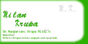 milan krupa business card